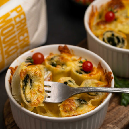 Zapekané palacinky so špenátom a mozzarellou